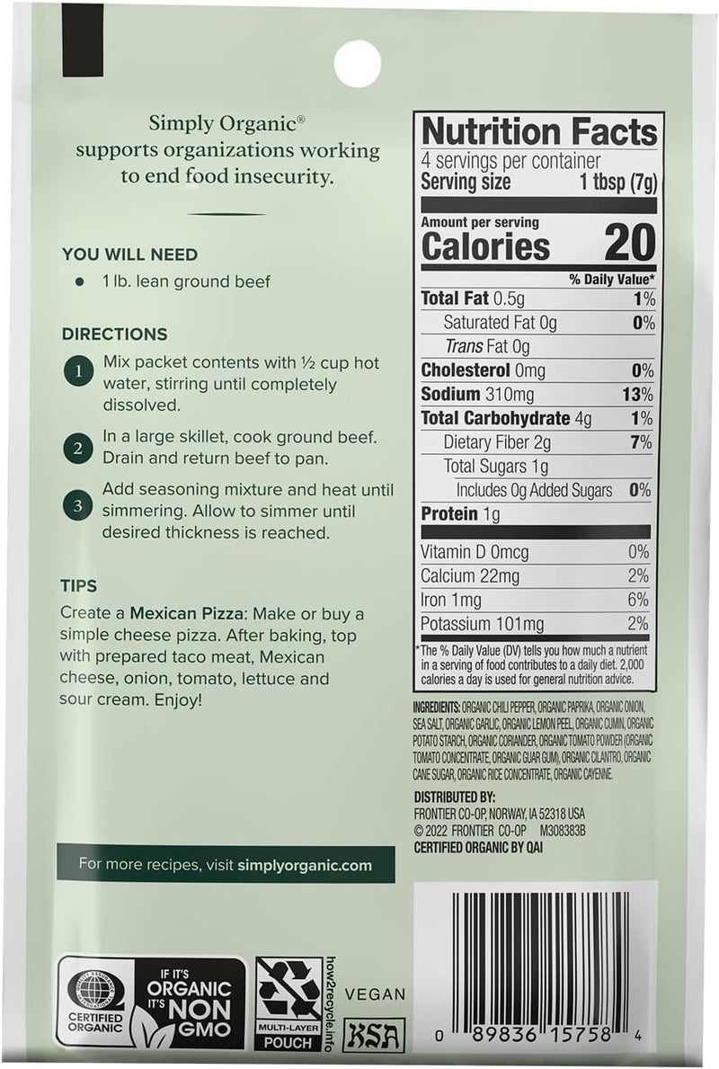 Simply Organic Mild Taco Seasoning Mix - Image 2